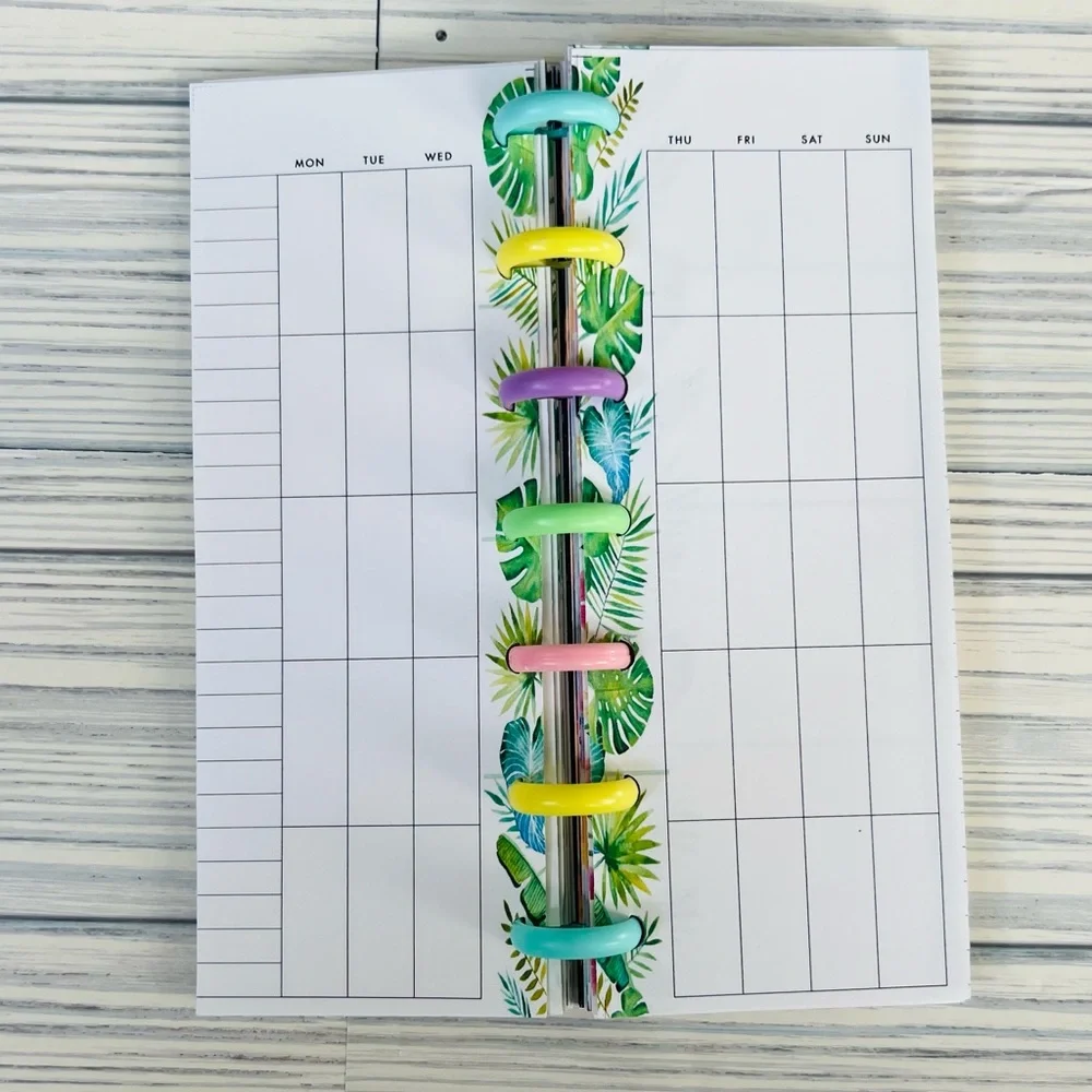 Planner tropical palm leaves monstera inserts extension pack 6 months